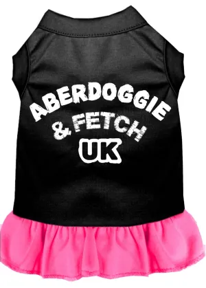 Aberdoggie Uk Screen Print Dress Black With Bright Pink Lg (14)