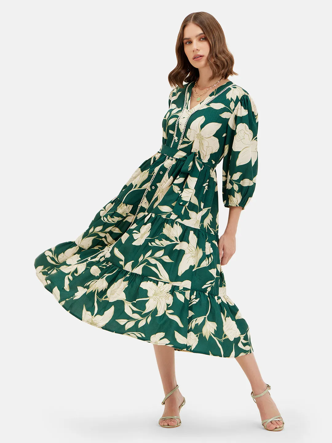 ASHLEY PRINTED MIDI DRESS