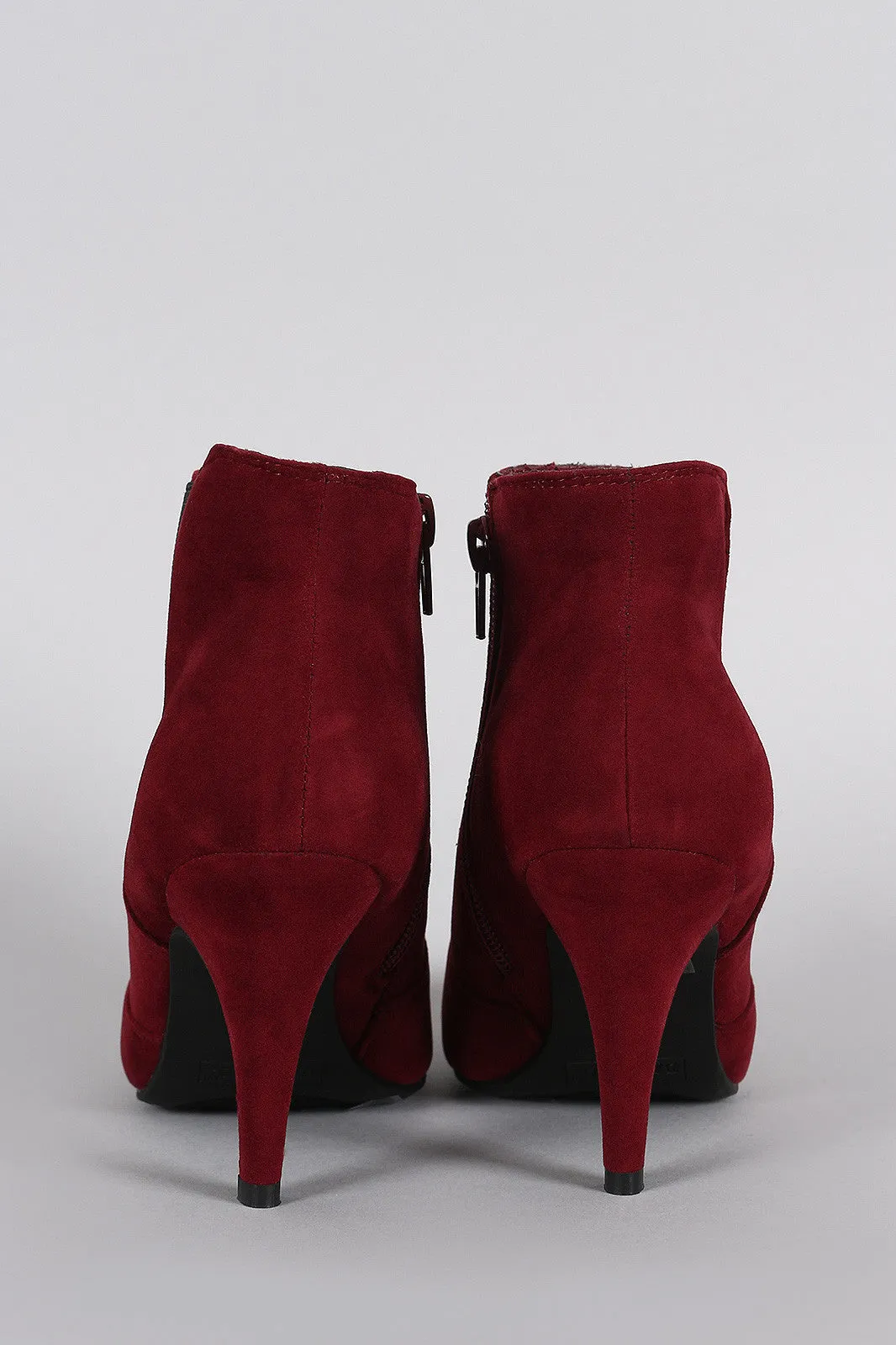 Bamboo Suede Elastic Gore Almond Toe Heeled Booties