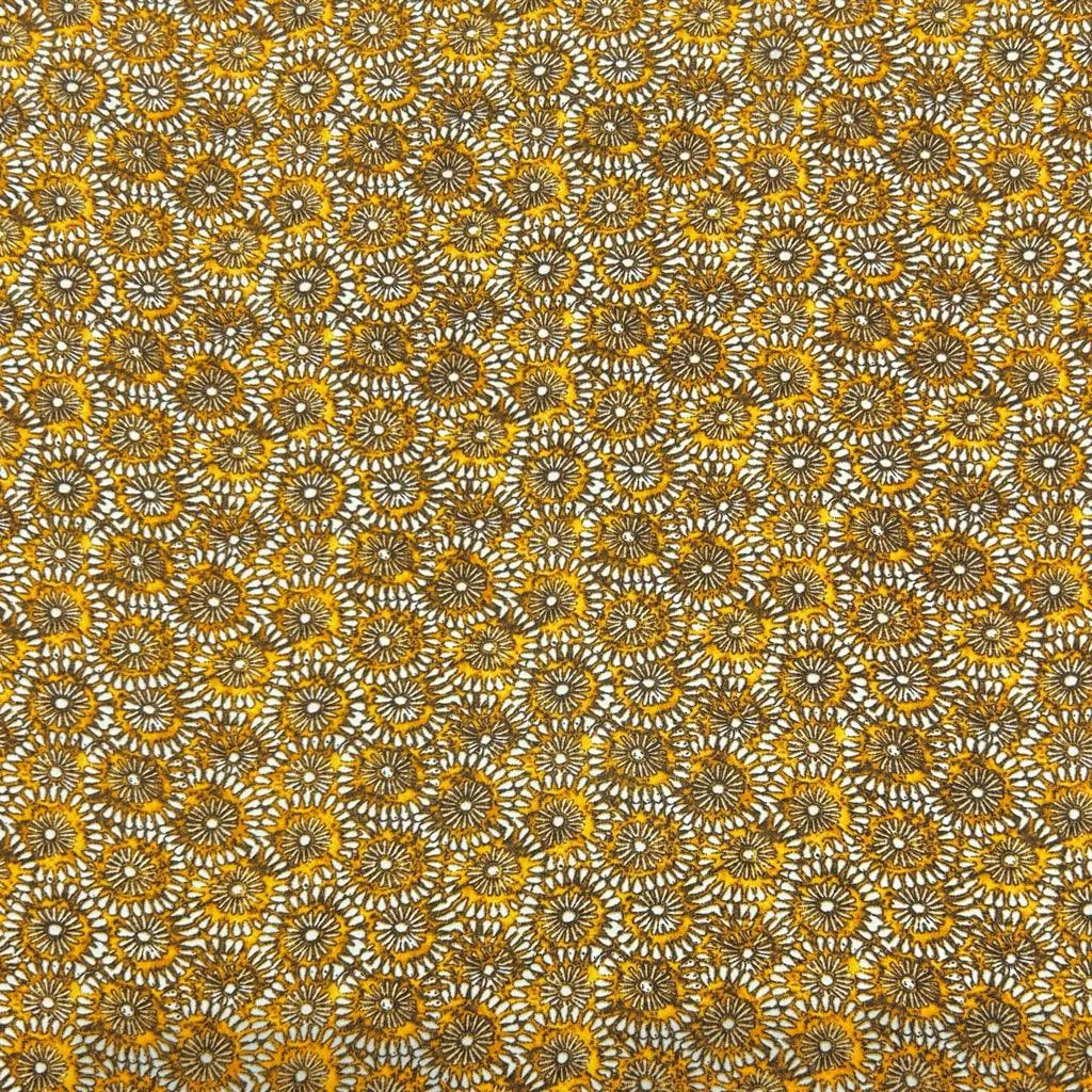 Beige/Mustard Floral Crepe Fabric