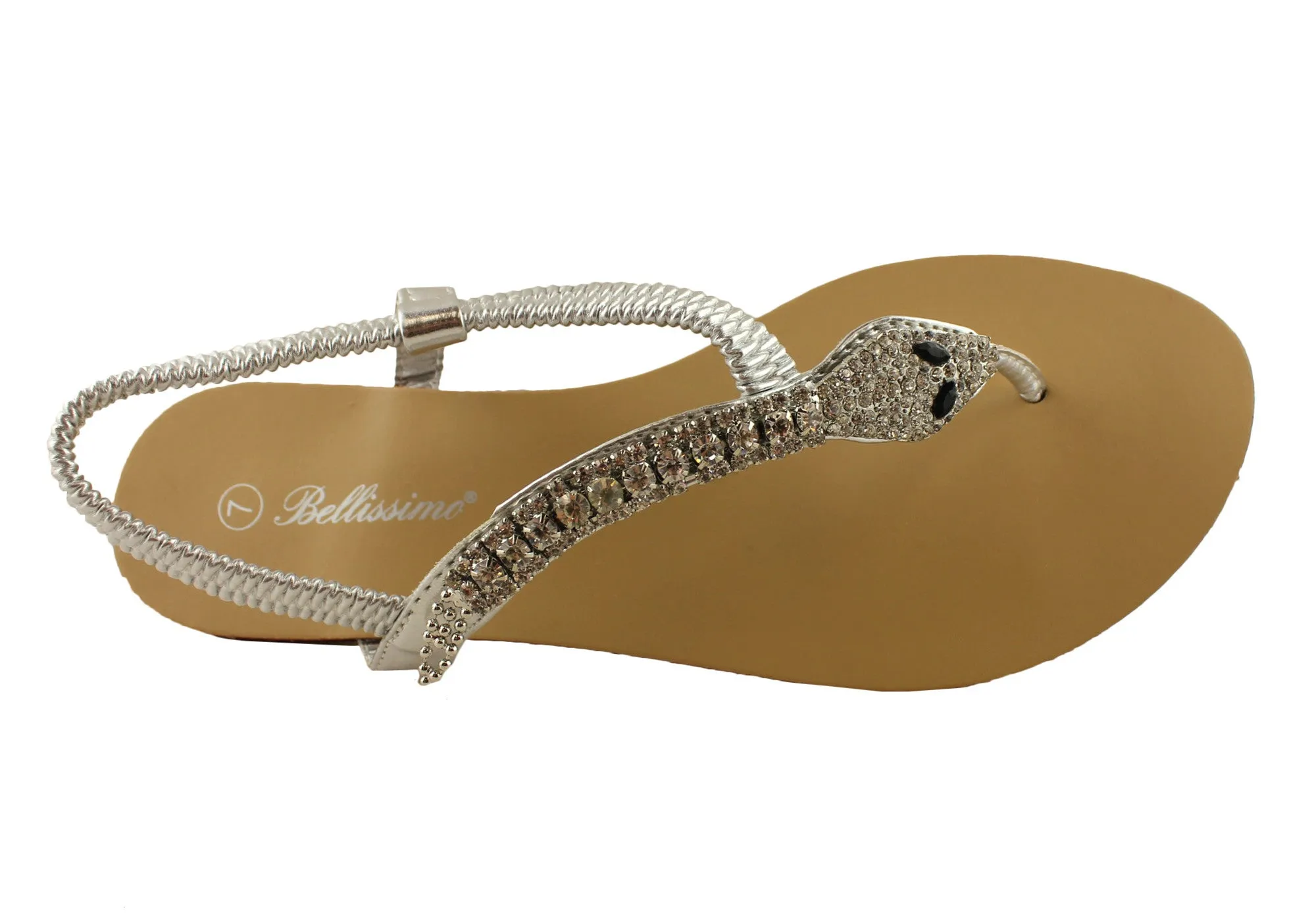 Bellissimo Snake Summer Diamantee Sandals