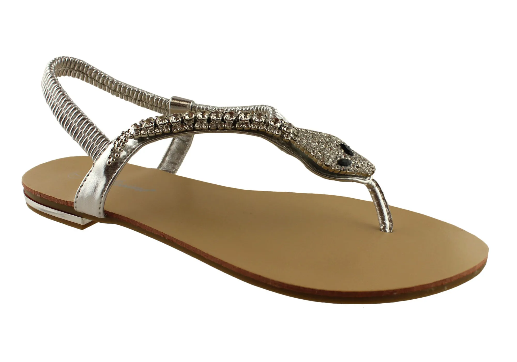 Bellissimo Snake Summer Diamantee Sandals