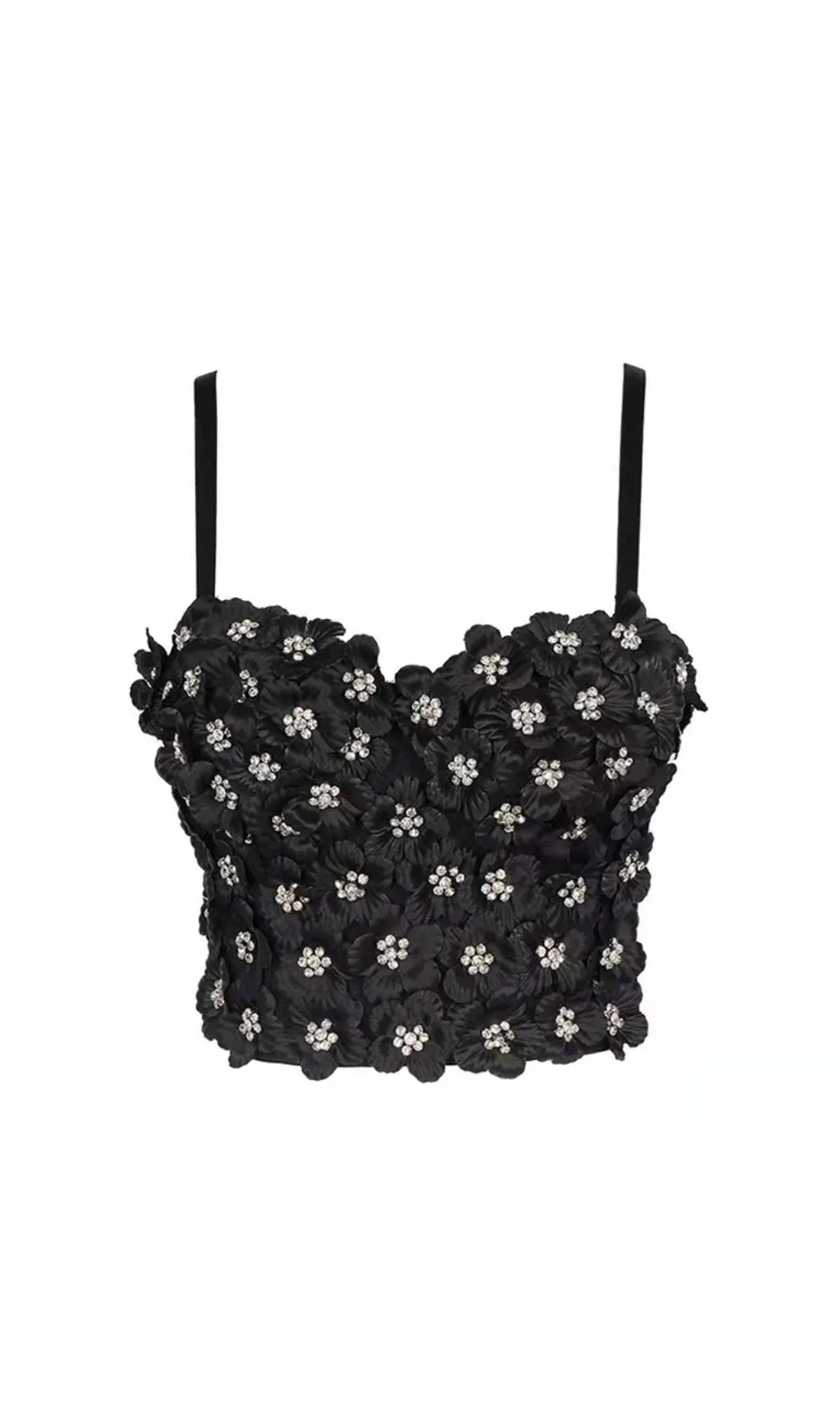 BLACK FLOWER CRYSTAL TOP