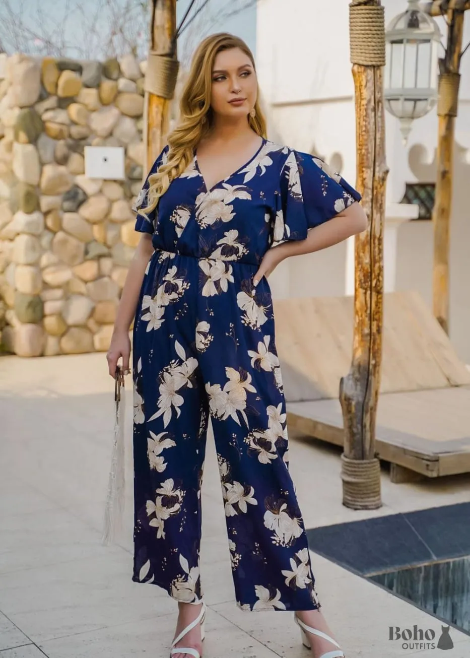 Blue Plus Size Boho Jumpsuit Blair