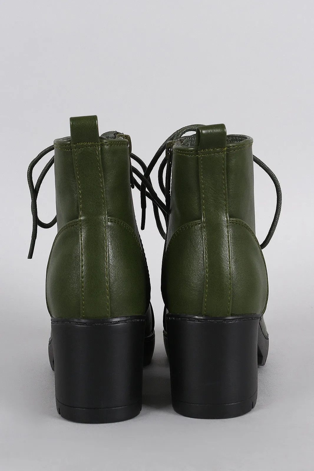 Breckelle Lug Combat Cap Toe Booties