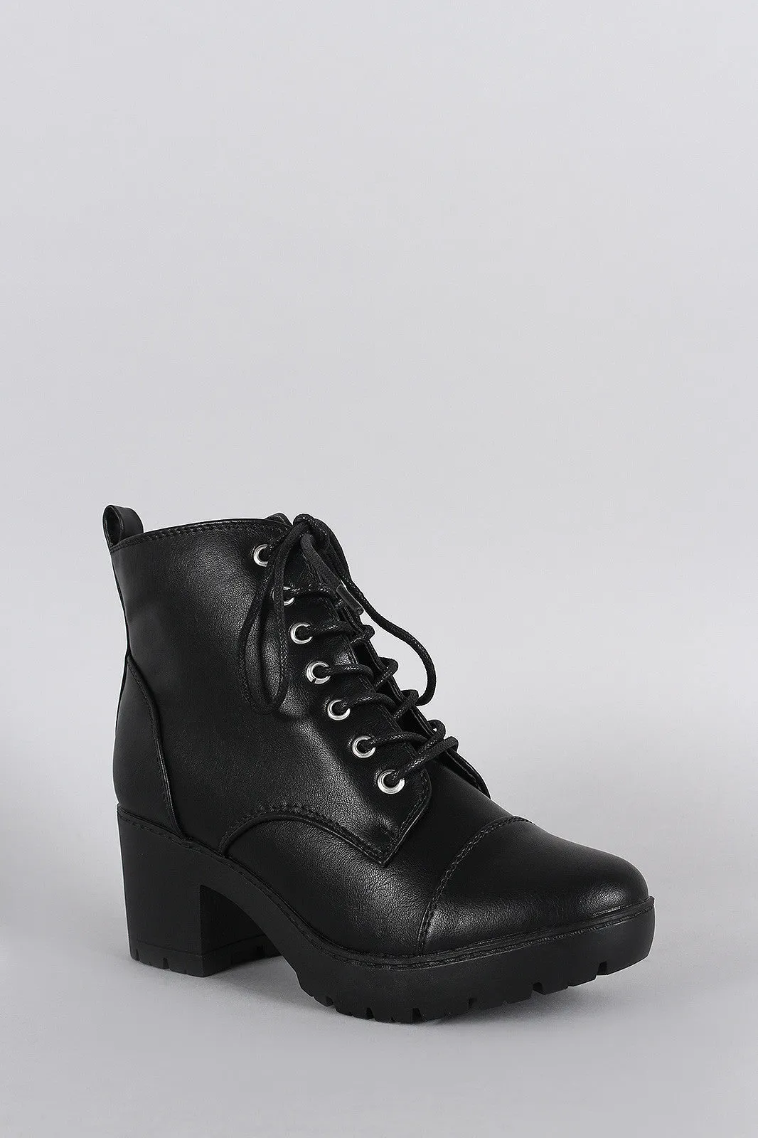 Breckelle Lug Combat Cap Toe Booties