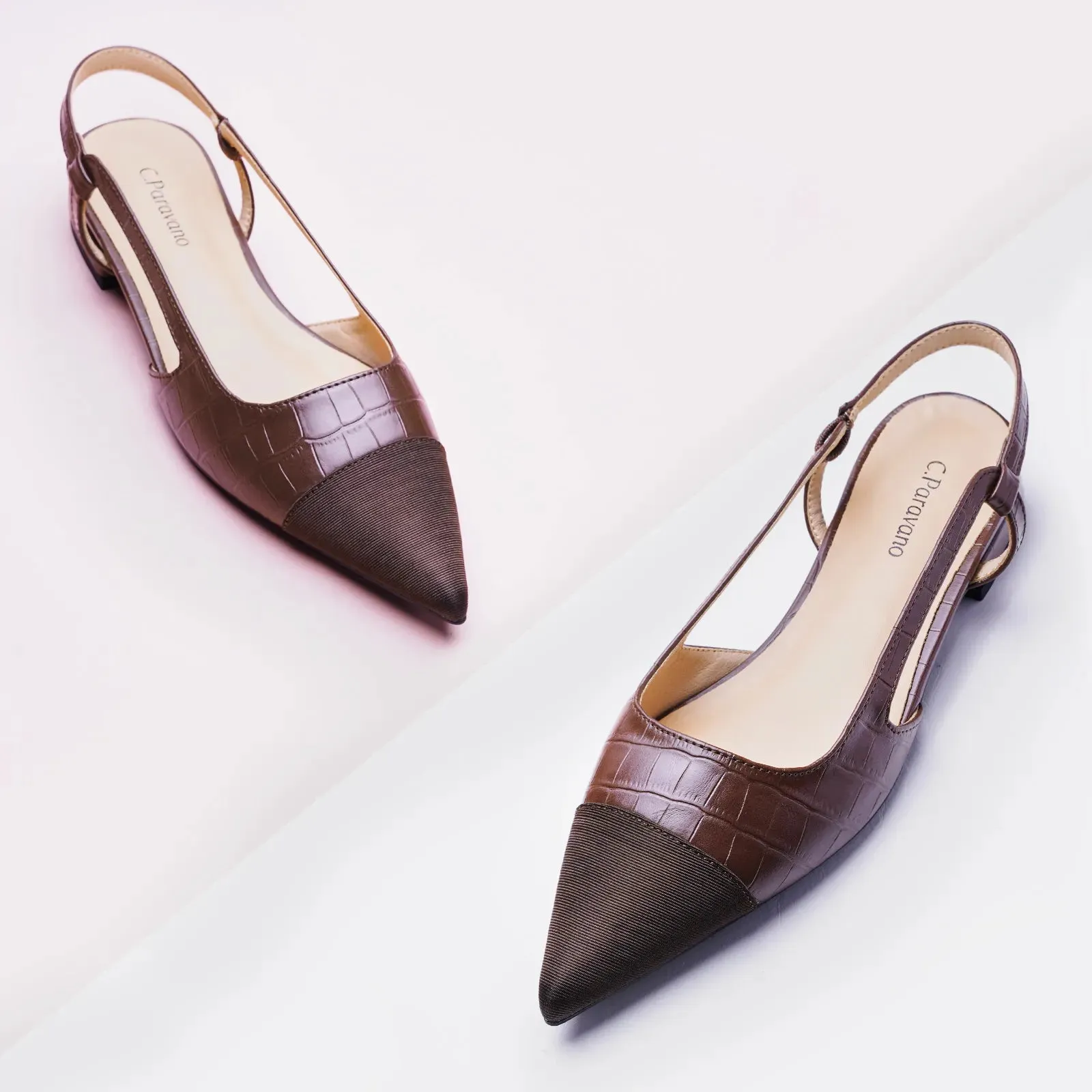 Cap-Toe Prints Slingback Flats (Freya)