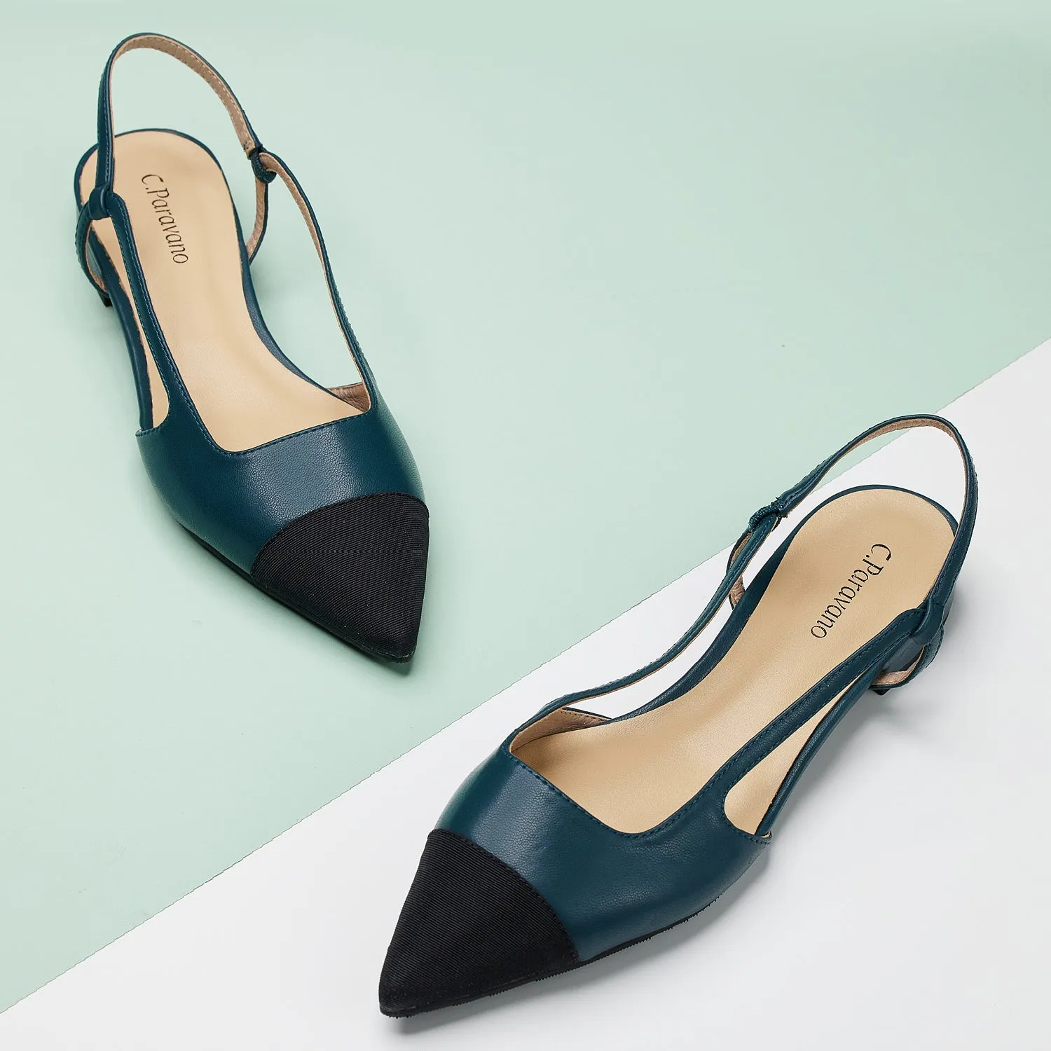 Cap-Toe Slingback Flats (Freya)