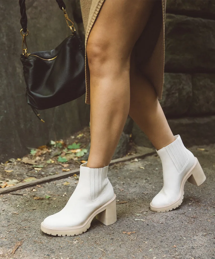 CASTER H2O BOOTIES IN IVORY LEATHER - re:vita