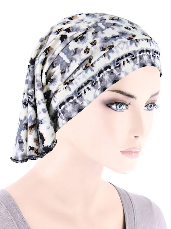 CE-BDNAWRAP-GEOGRAY#Bandana Wrap in Gray Geometric