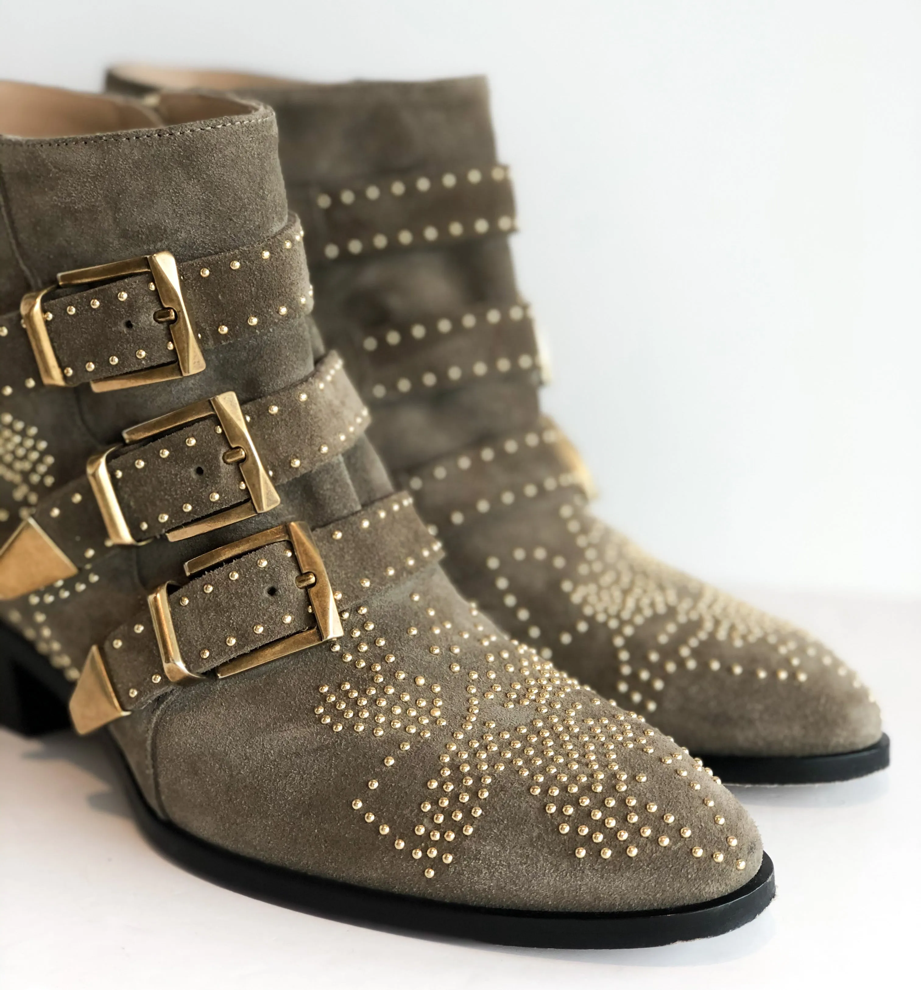 Chloe Taupe Stud Booties