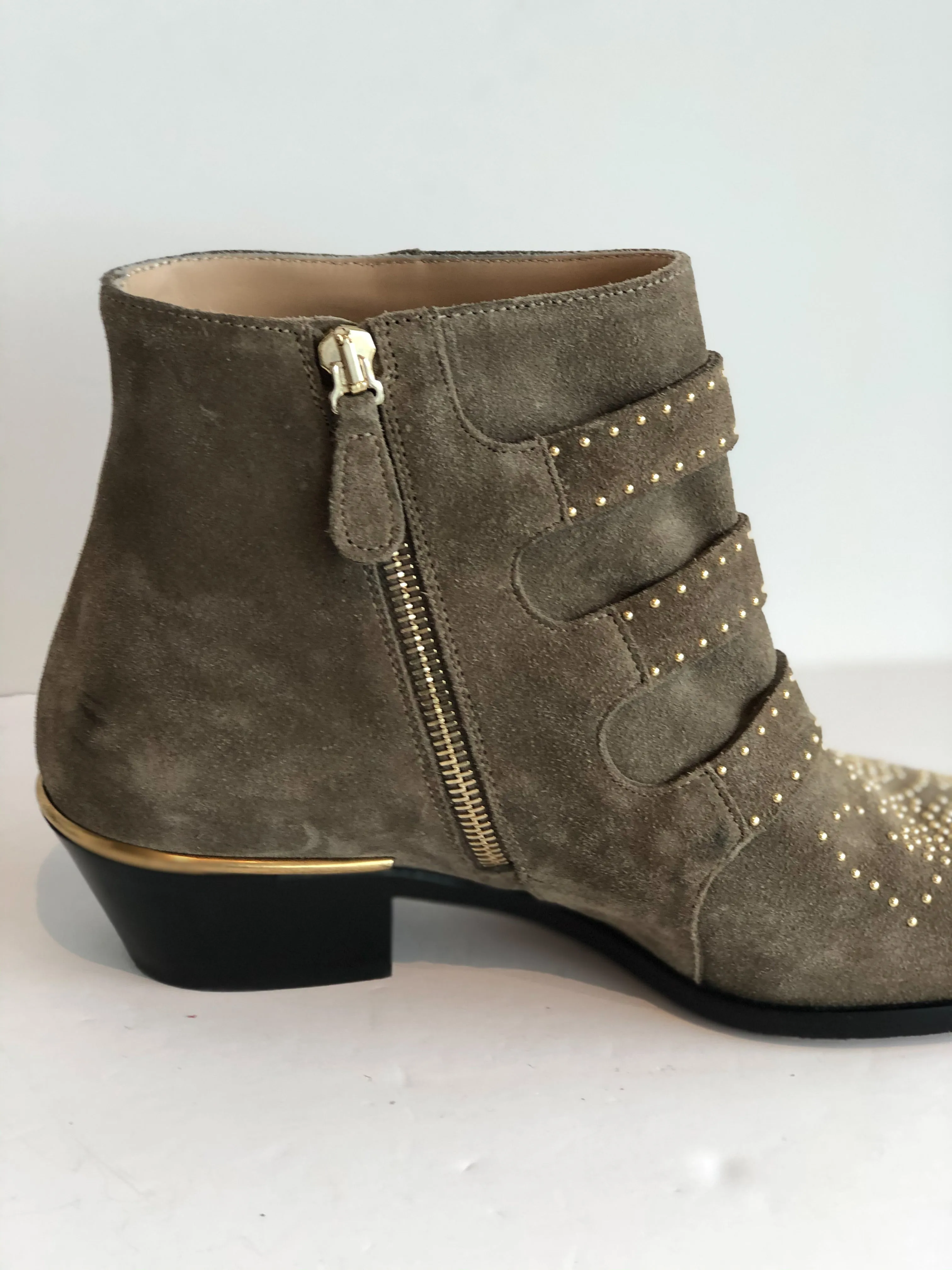 Chloe Taupe Stud Booties