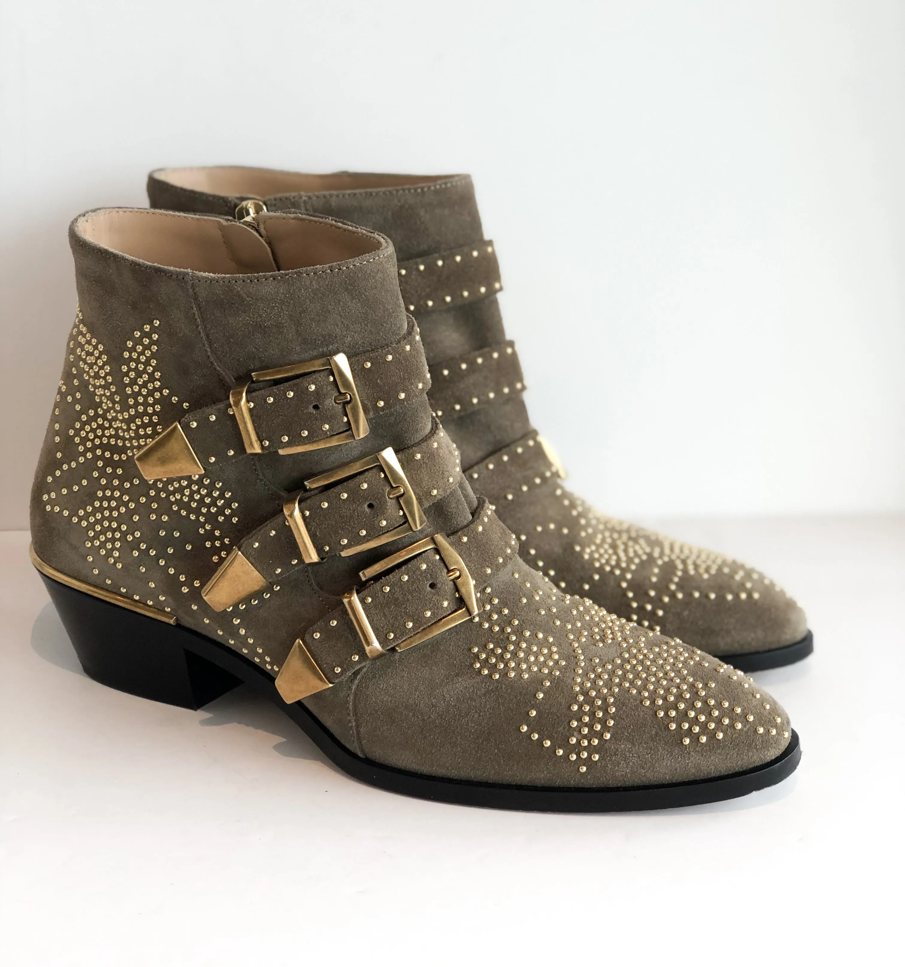 Chloe Taupe Stud Booties