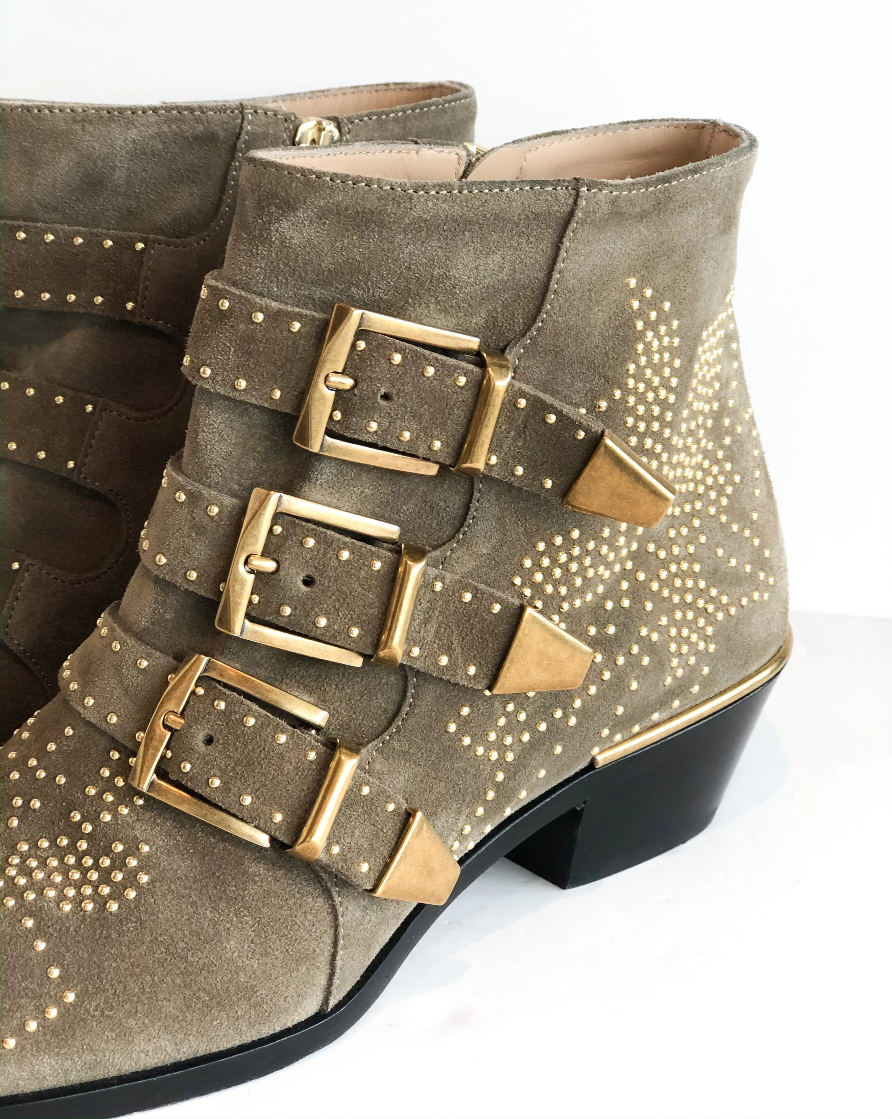 Chloe Taupe Stud Booties