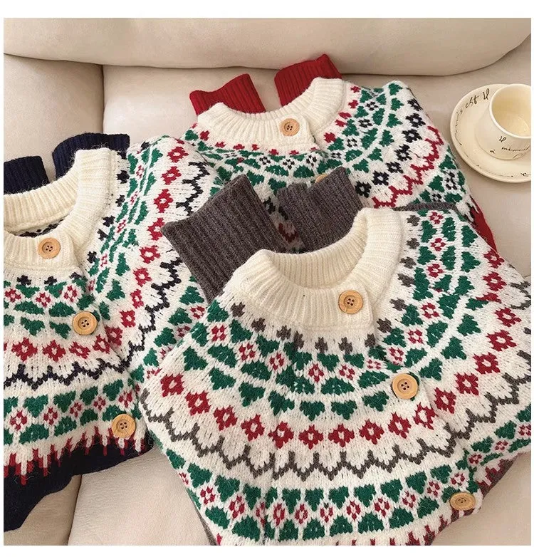 Christmas wear long-sleeved sweater jacket for women jacquard cardigan top     S4817