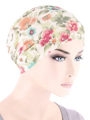 CKC-131#Chemo Cloche Cap in Dainty Spring Floral