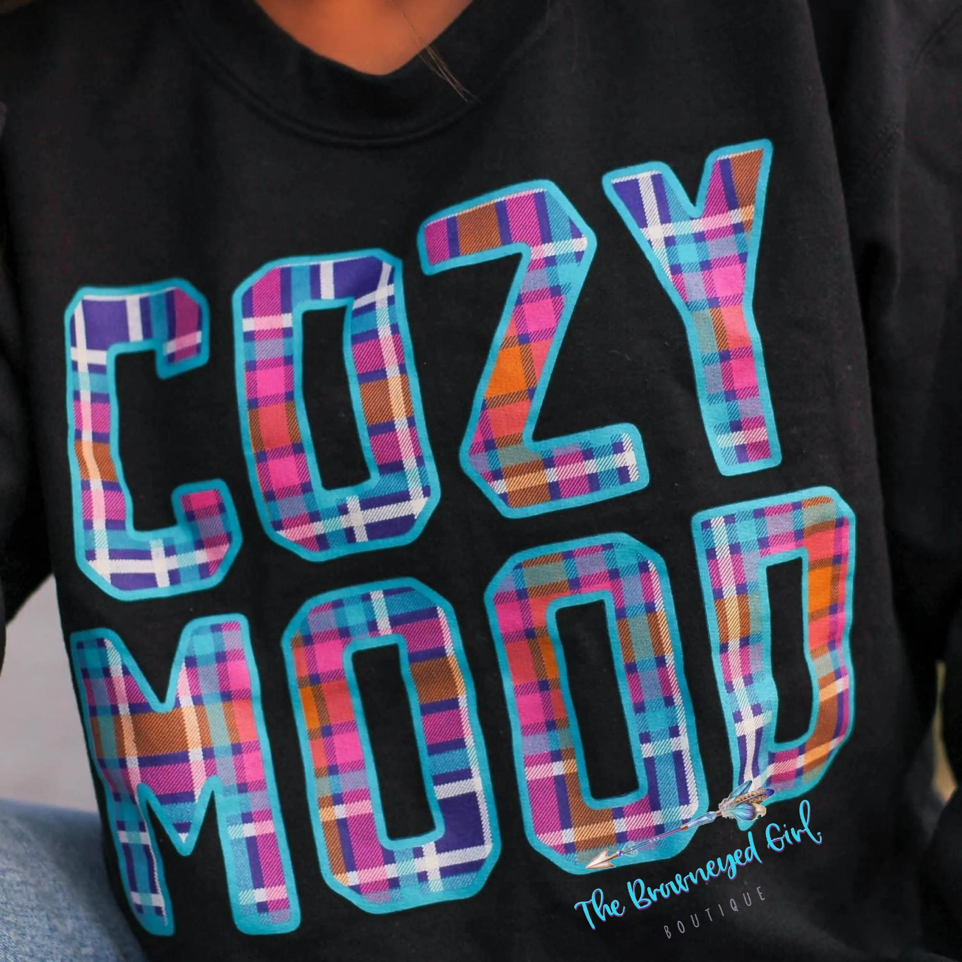 Cozy Mood Pullover Black Sweat Shirt Crew Neck