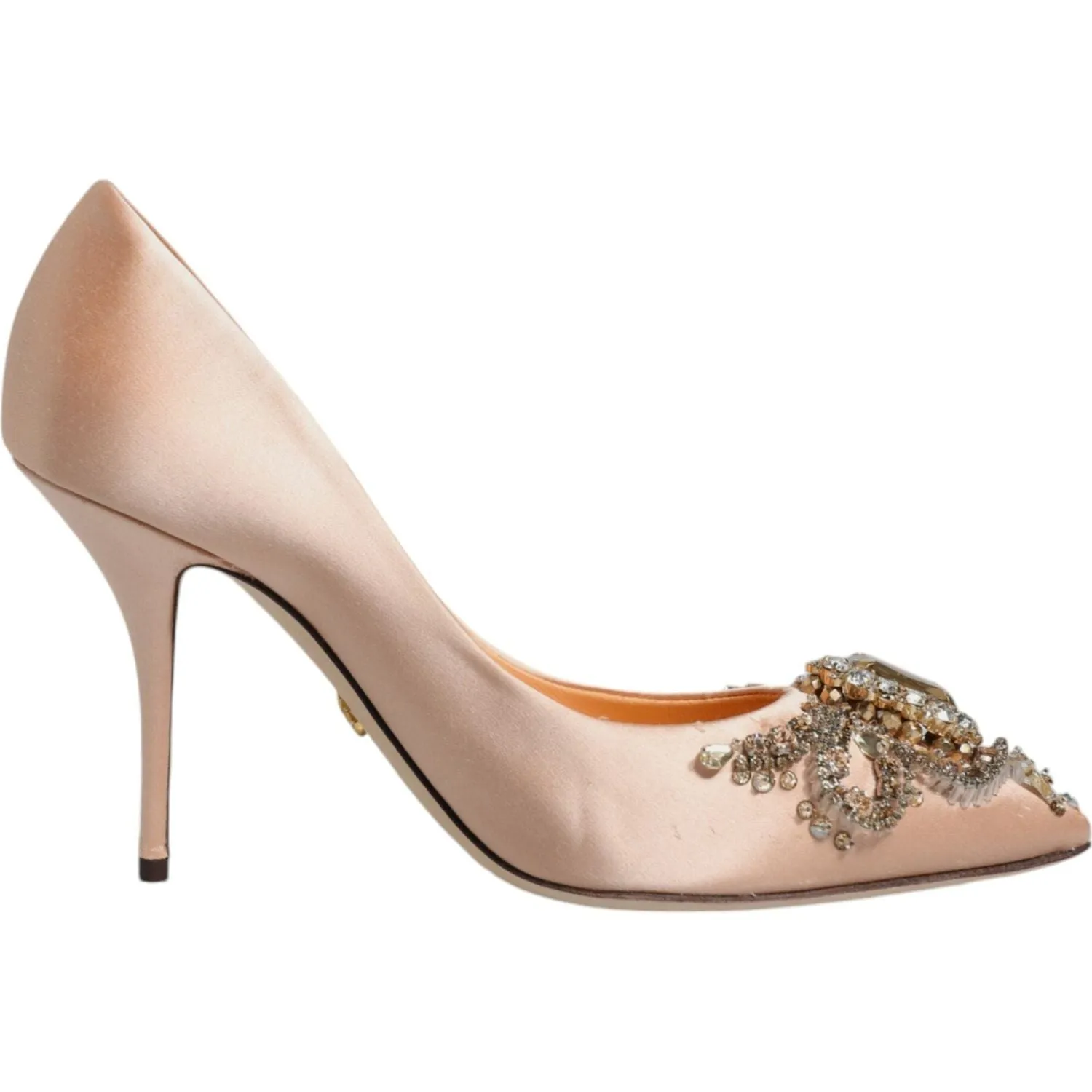 Dolce & Gabbana Beige Satin Crystal High Heels Pumps Shoes