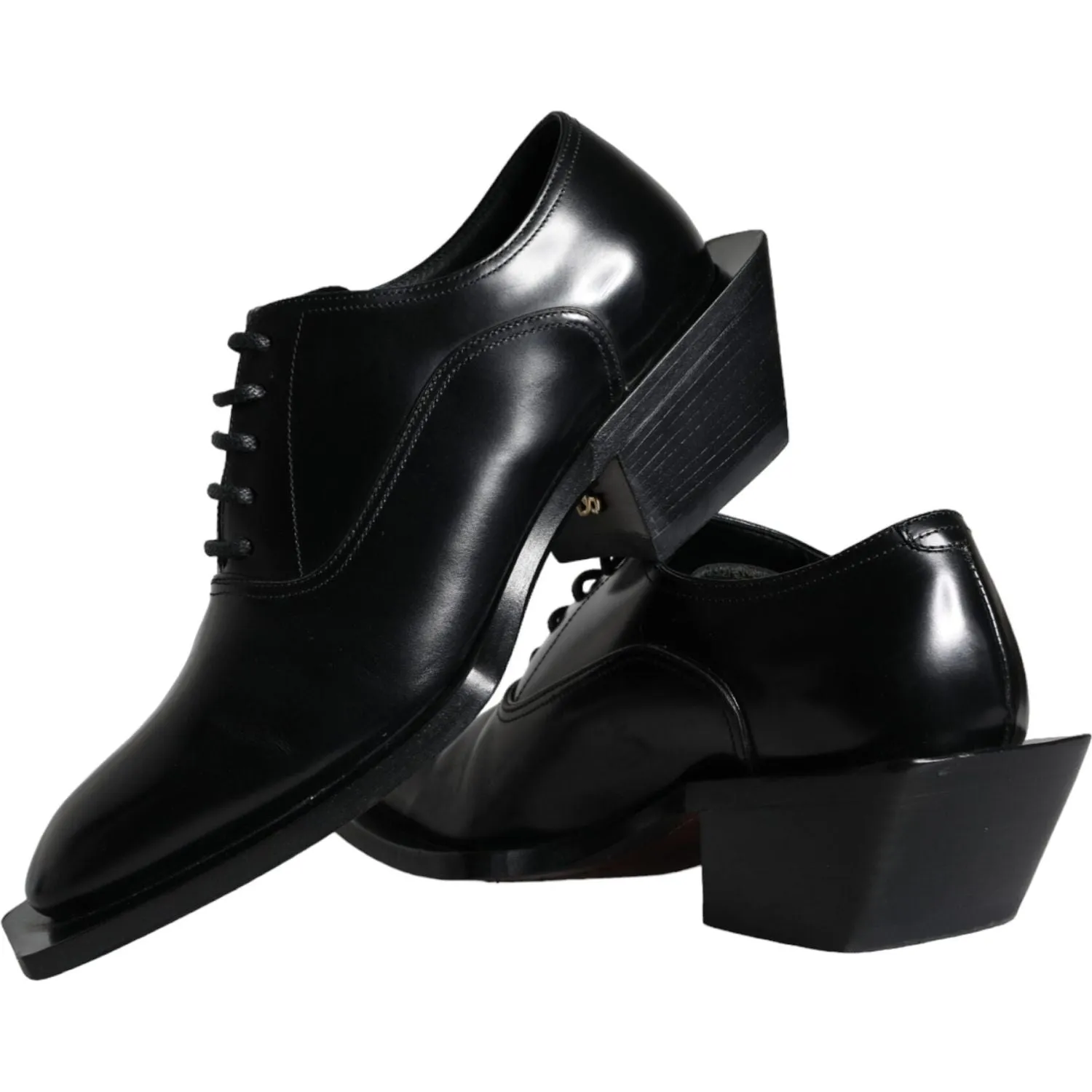 Dolce & Gabbana Black Calfskin Leather Derby Dress Men Shoes