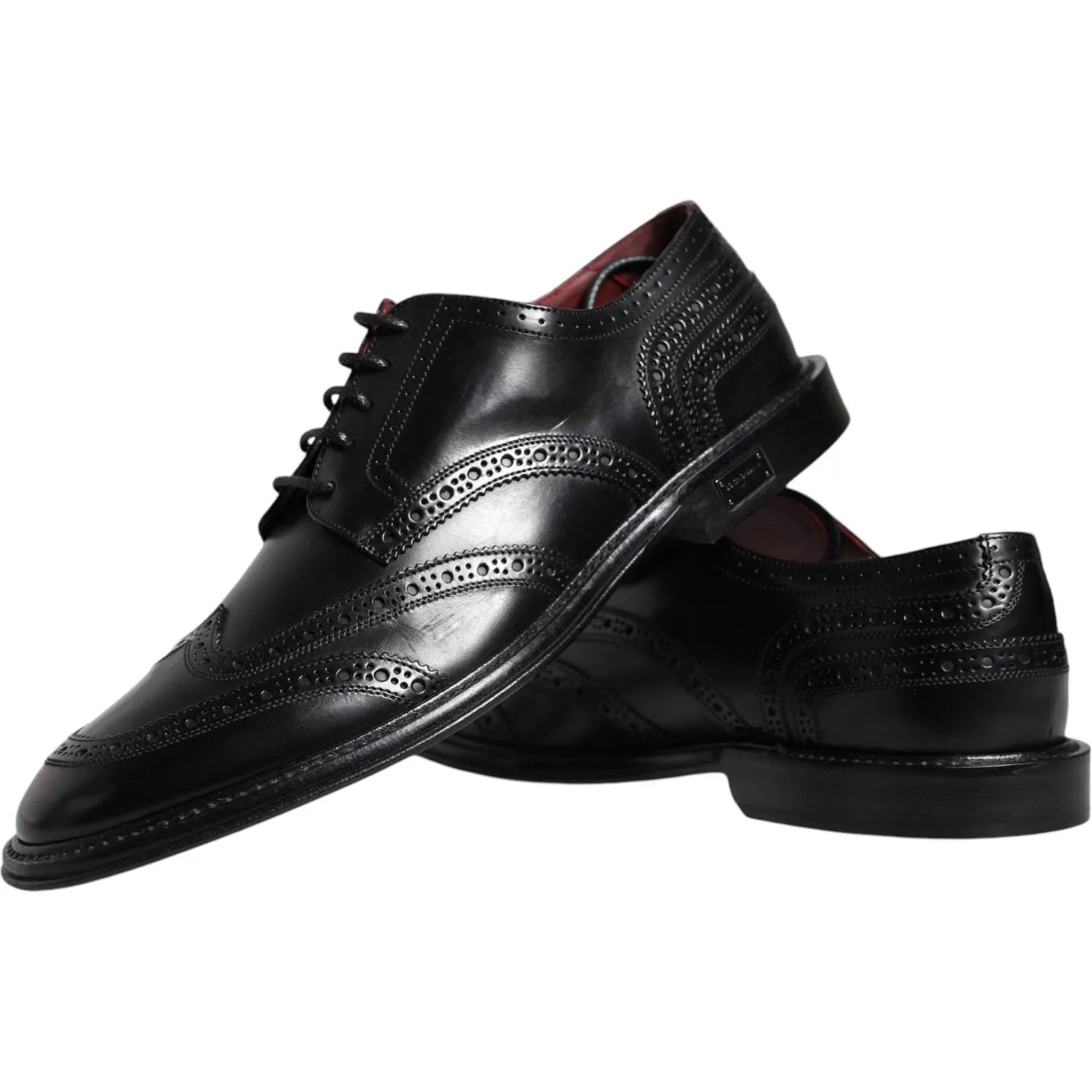 Dolce & Gabbana Black Leather Oxford Wingtip Formal Shoes