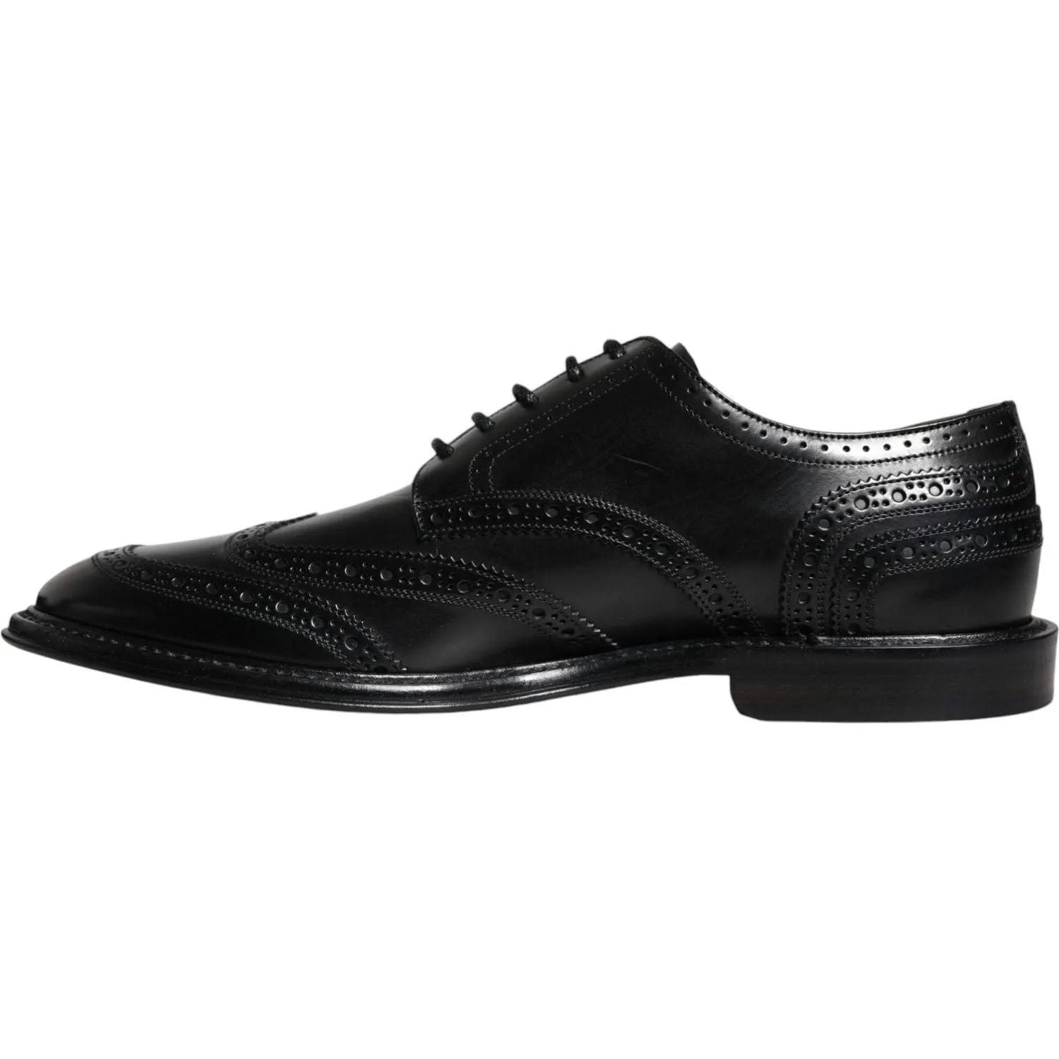 Dolce & Gabbana Black Leather Oxford Wingtip Formal Shoes