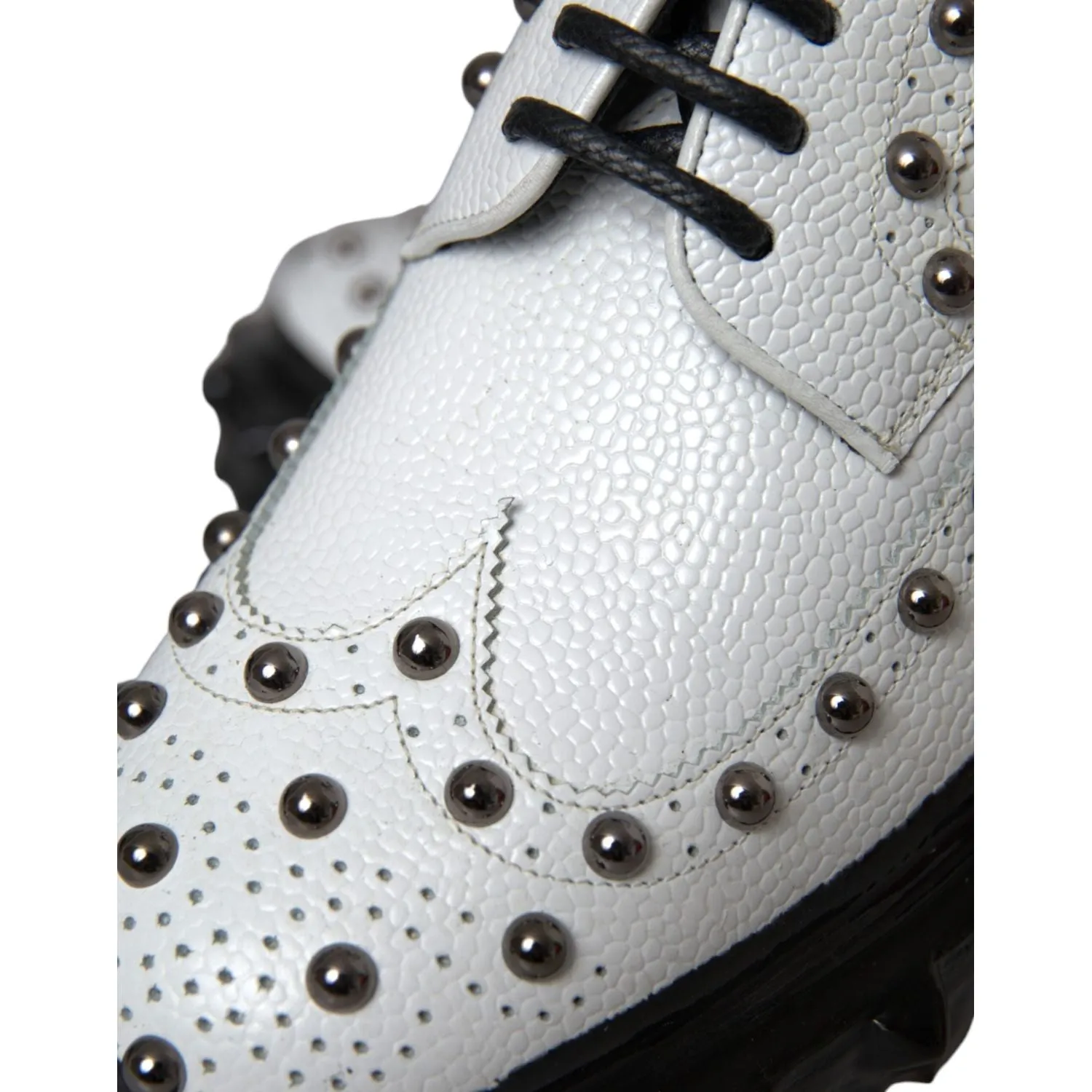 Dolce & Gabbana Black White Embellished Derby Formal Shoes