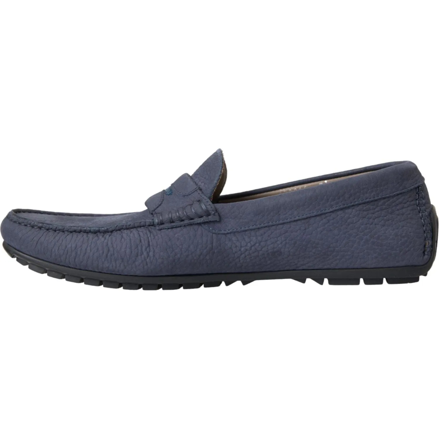 Dolce & Gabbana Blue Calf Leather Slip On Moccasin Shoes