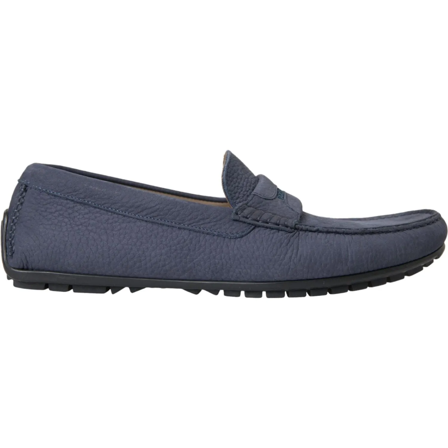 Dolce & Gabbana Blue Calf Leather Slip On Moccasin Shoes