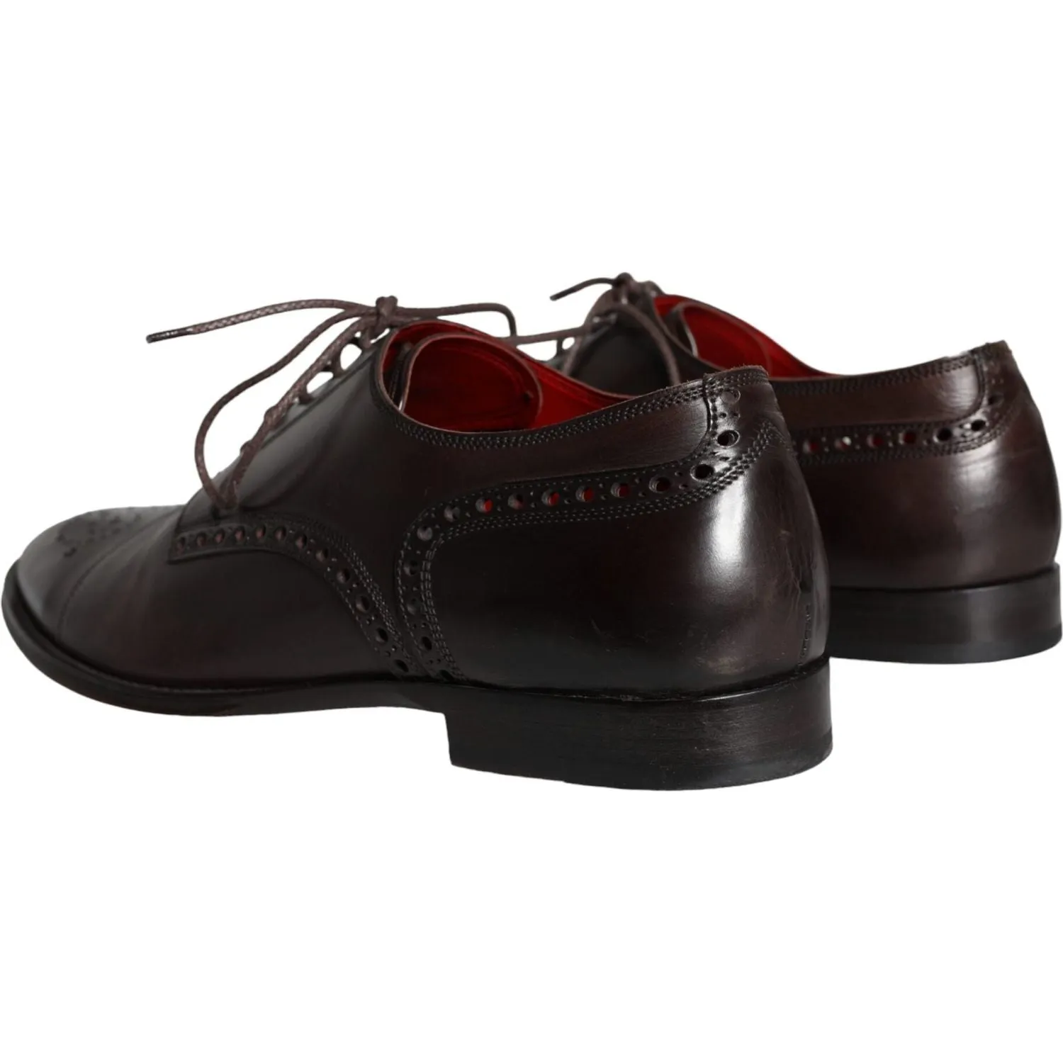 Dolce & Gabbana Brown Calfskin Leather Lace Up Oxford Shoes