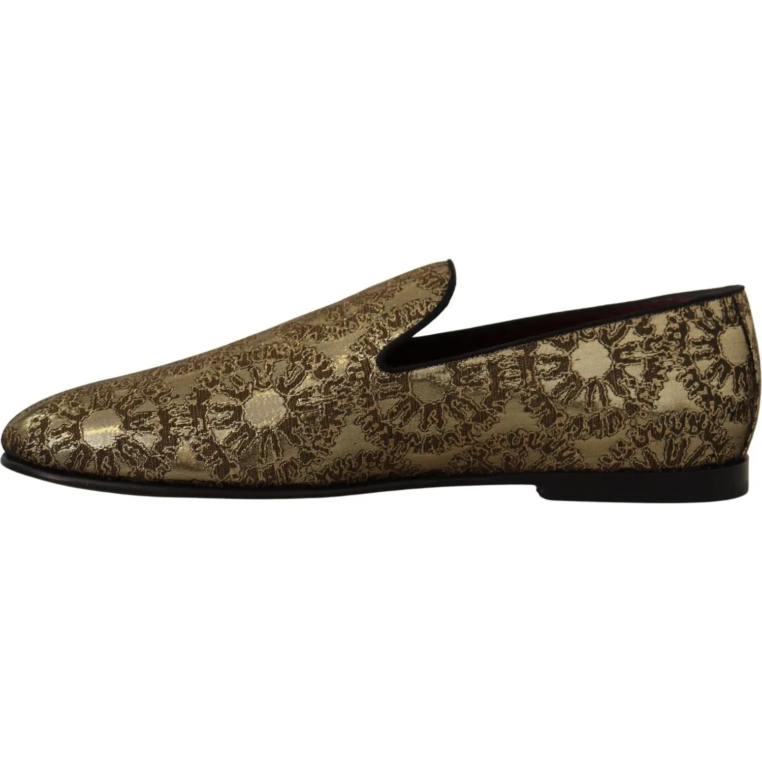 Dolce & Gabbana Gold Tone Loafers Slides Dress Shoes