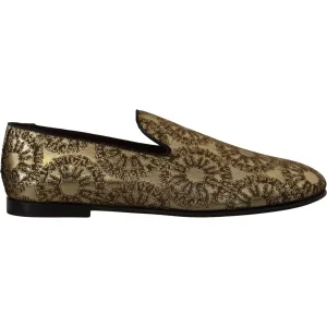 Dolce & Gabbana Gold Tone Loafers Slides Dress Shoes