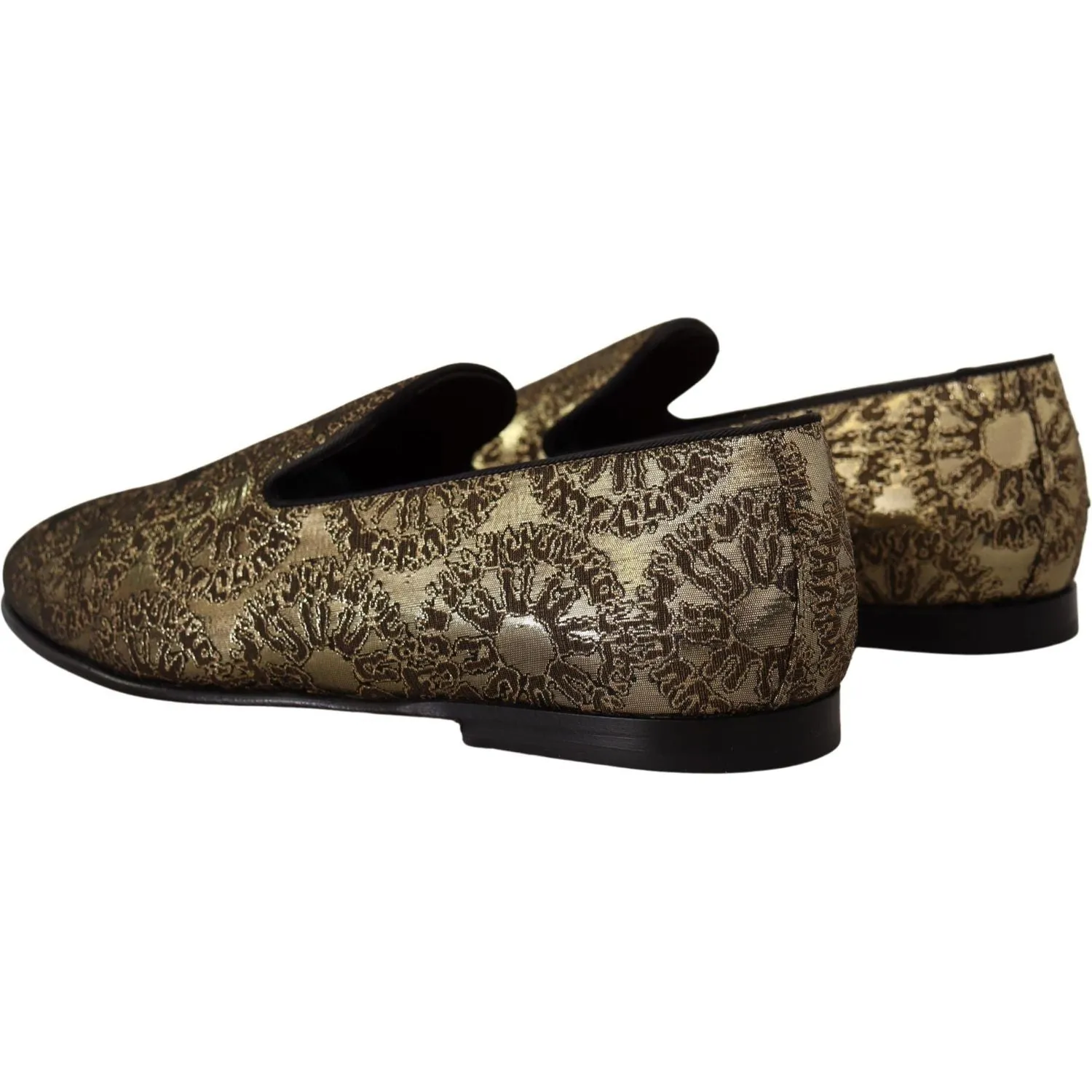 Dolce & Gabbana Gold Tone Loafers Slides Dress Shoes