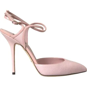 Dolce & Gabbana Pink Leather Ankle Strap Heels Pumps Shoes