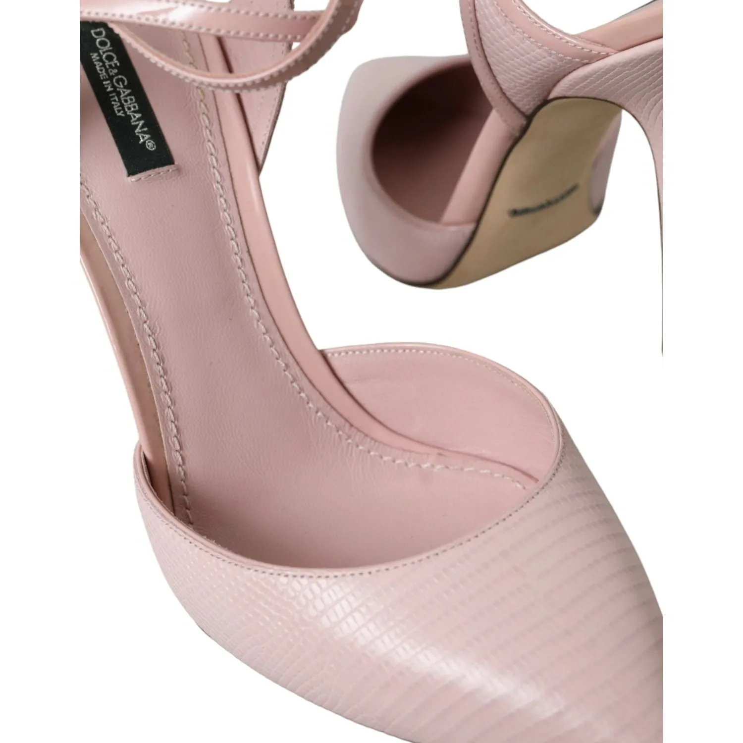 Dolce & Gabbana Pink Leather Ankle Strap Heels Pumps Shoes