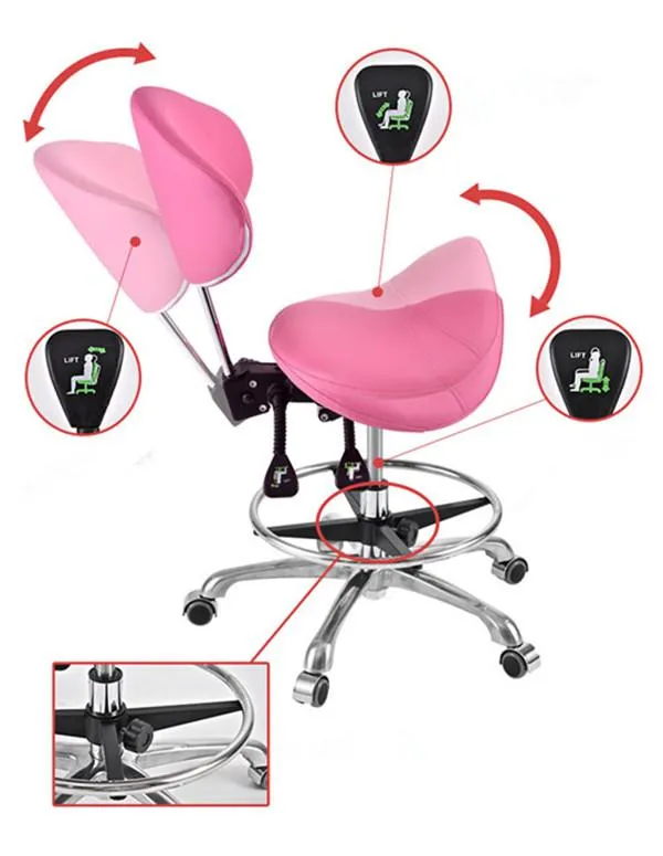 Ergonomic Comfortable Saddle Style Chair With Footrest & Backrest