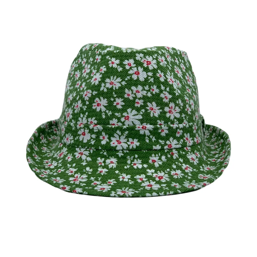 Flower Pattern Fedora Hat Short Brim Sun Hat Classic Trilby LD61516