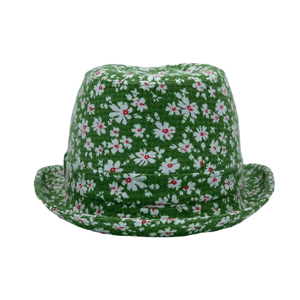 Flower Pattern Fedora Hat Short Brim Sun Hat Classic Trilby LD61516