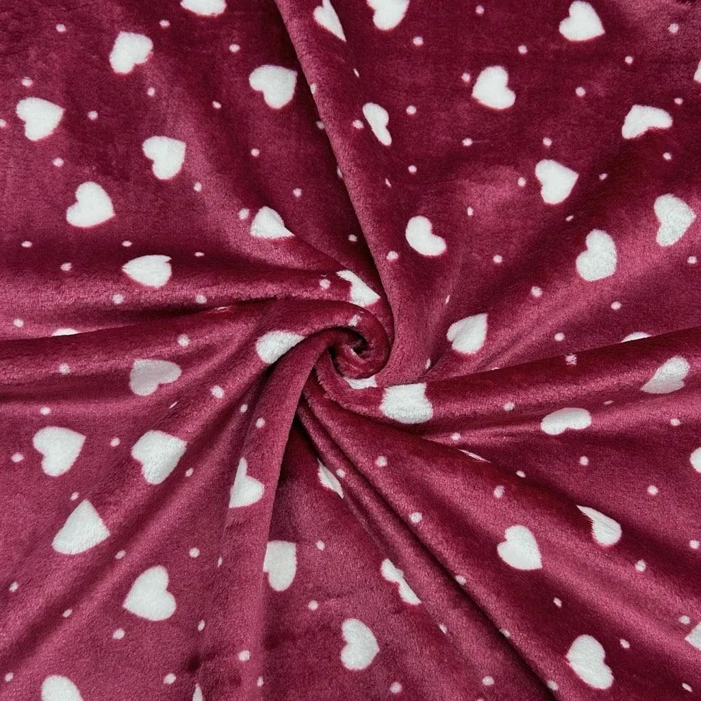 Hearts and Dots Cuddle Fleece Fabric