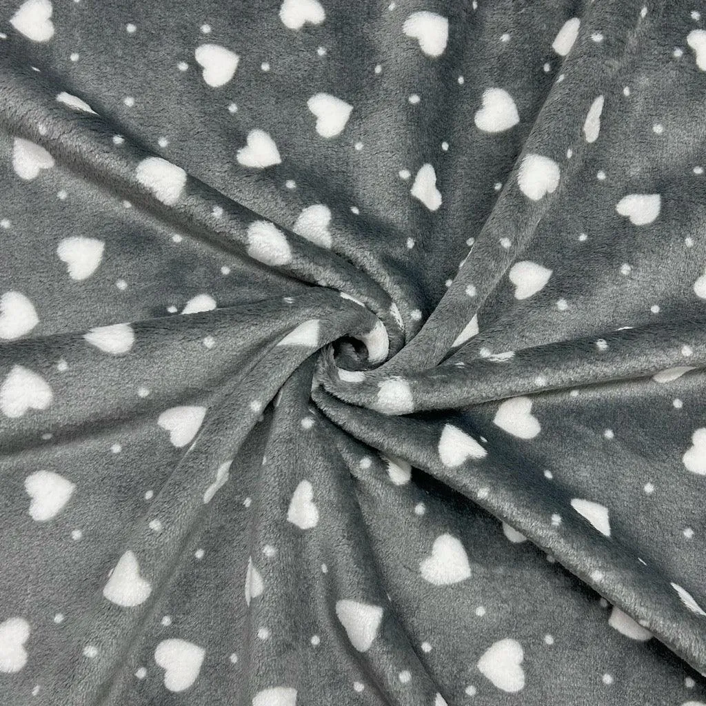 Hearts and Dots Cuddle Fleece Fabric