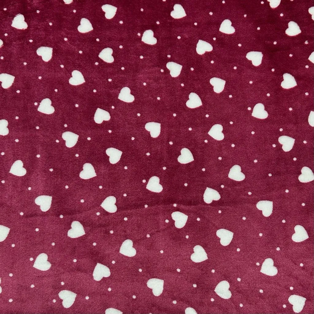 Hearts and Dots Cuddle Fleece Fabric