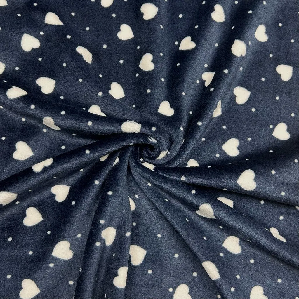 Hearts and Dots Cuddle Fleece Fabric