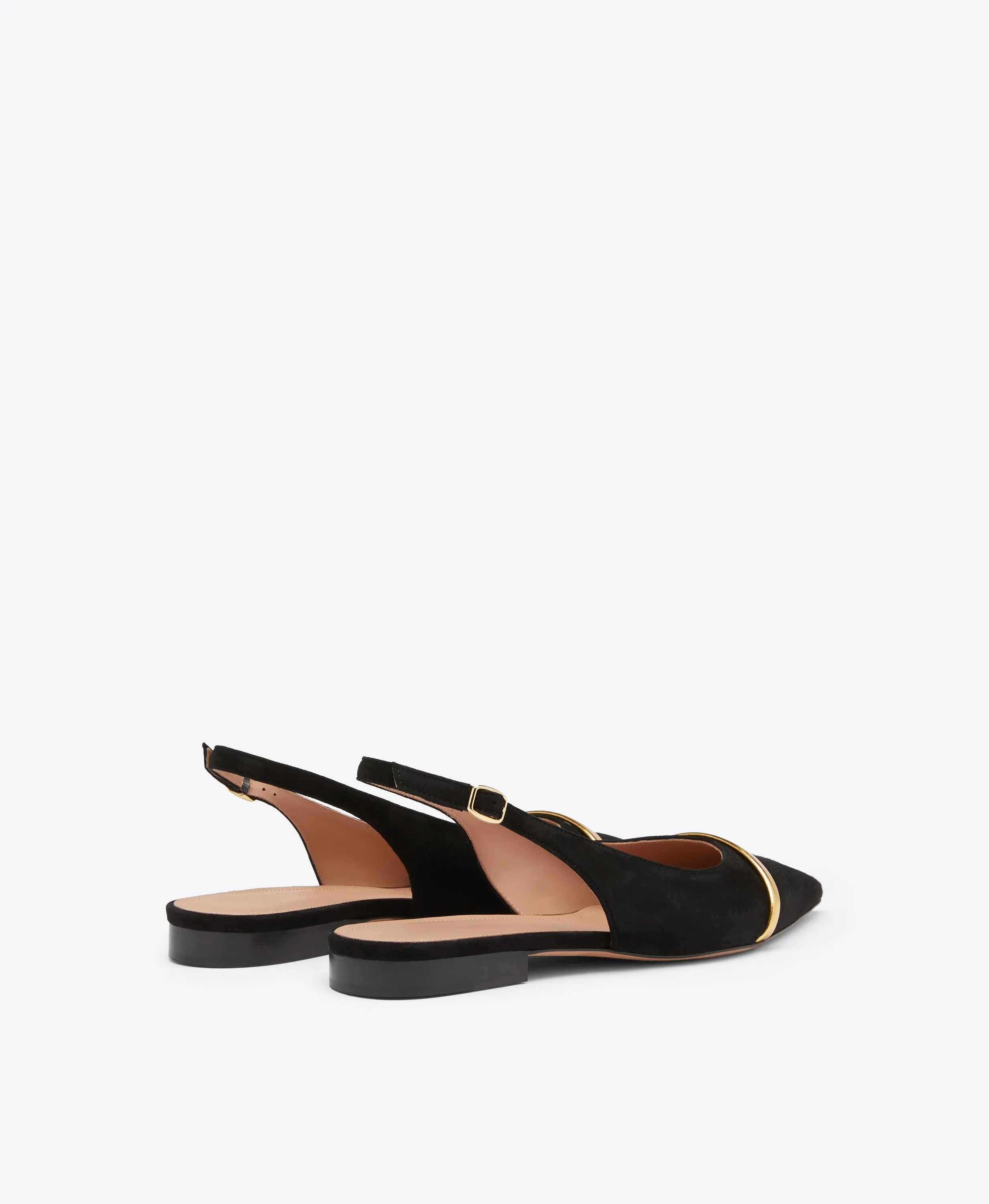 Jama Black Suede Flat Slingbacks