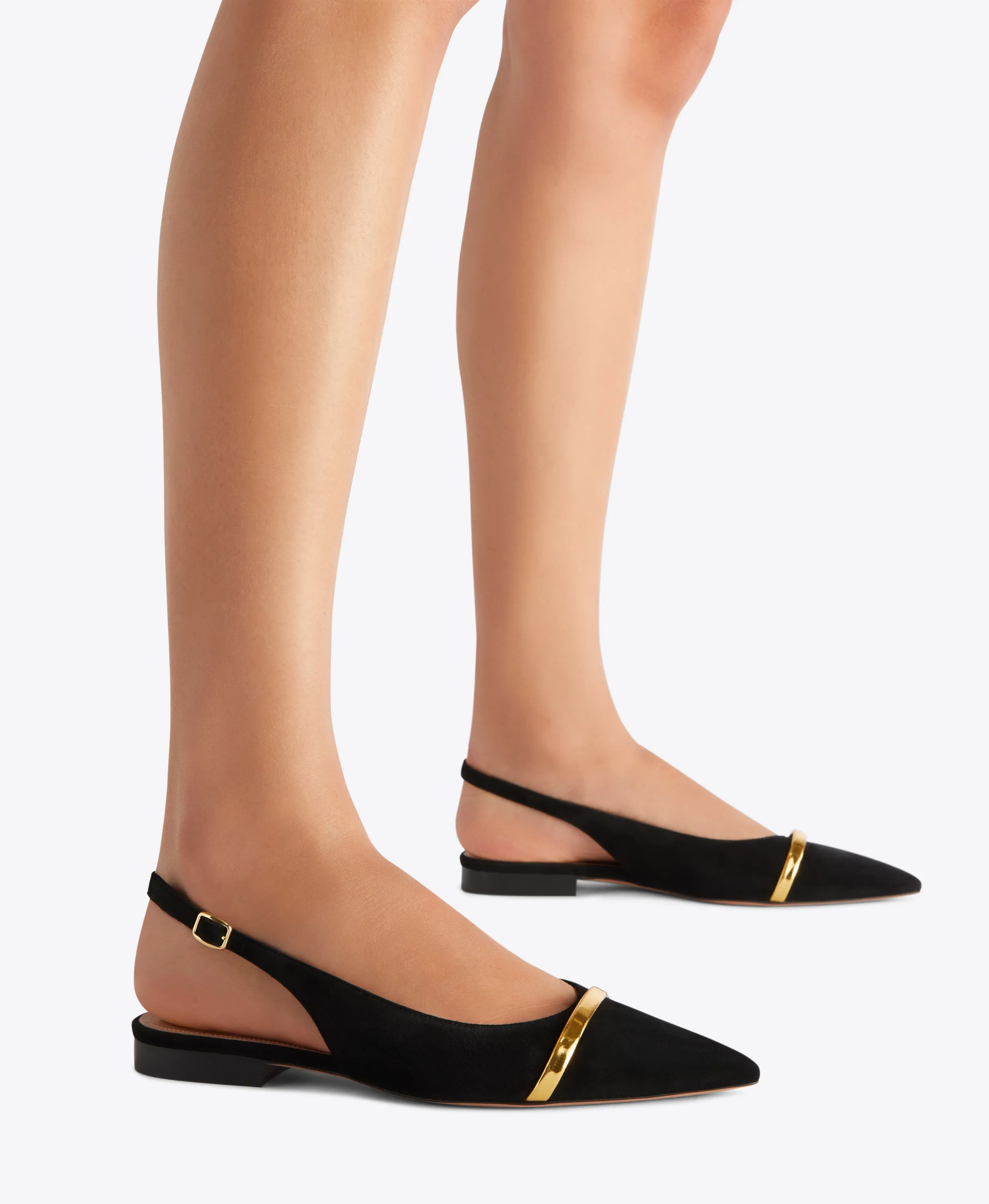 Jama Black Suede Flat Slingbacks