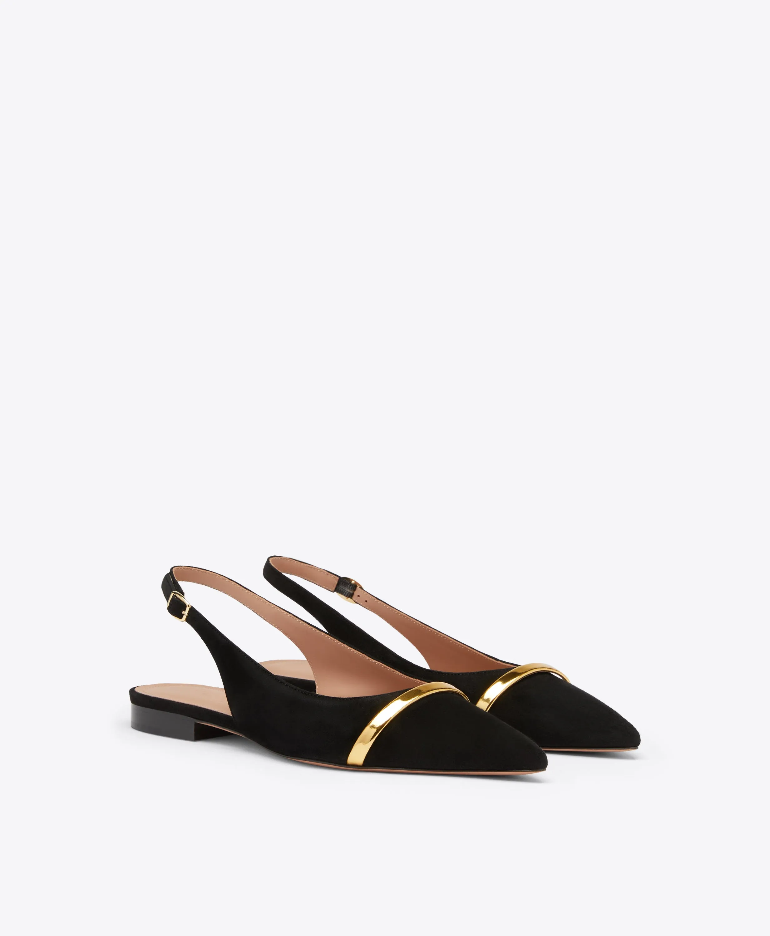 Jama Black Suede Flat Slingbacks