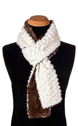 Men's Classic Scarf - Two-Tone, Plush Faux Fur in Falkor with Cuddly Fur in Chocolate (Limited Availability)