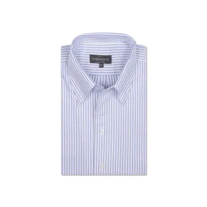 One Piece Button Down Shirt in Blue Stripe Oxford