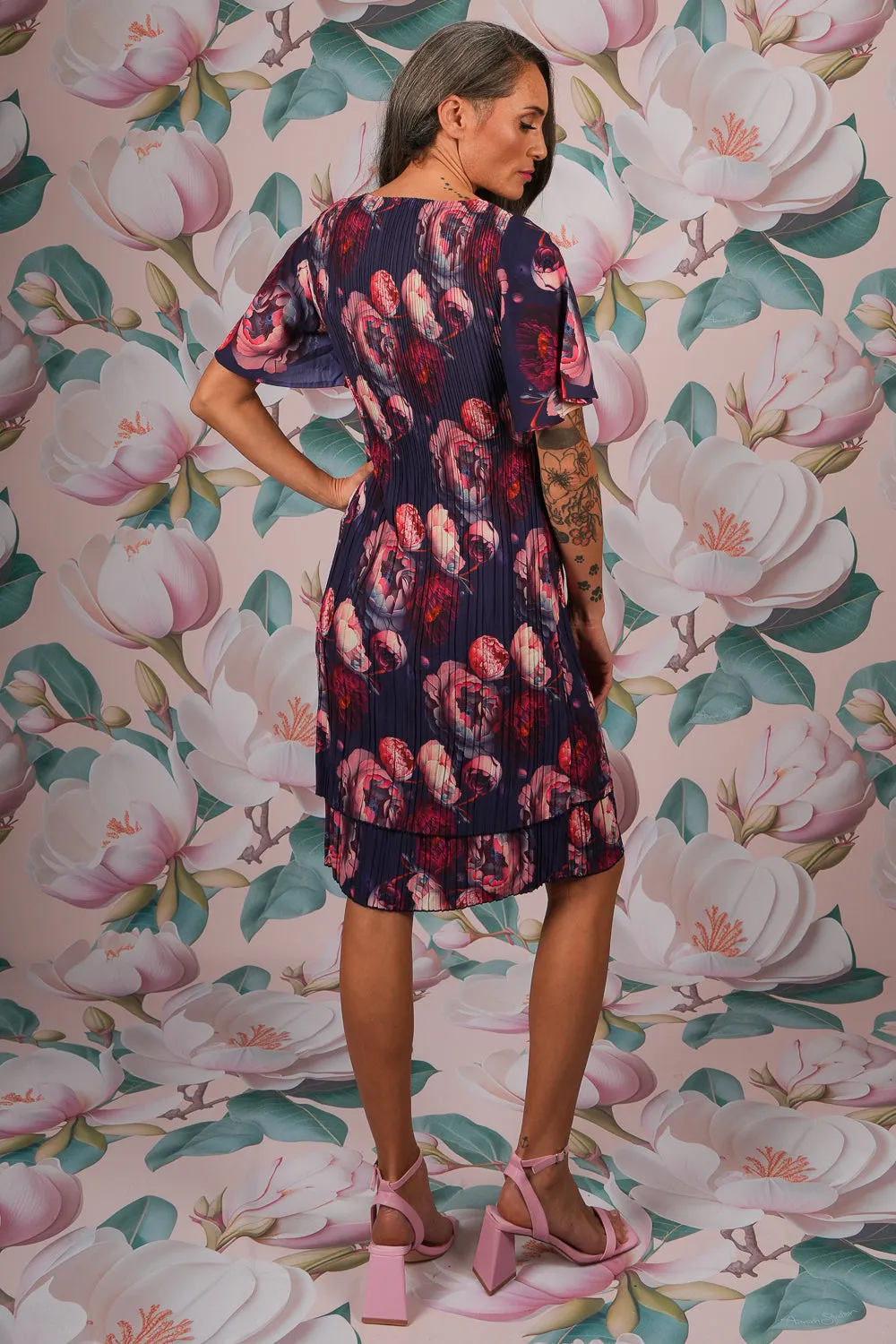 Pleat Me Dress - Dream Floral Navy