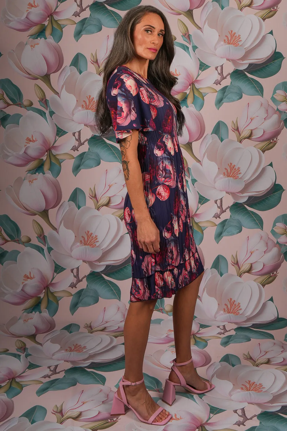 Pleat Me Dress - Dream Floral Navy