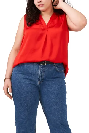 Plus-Size Sleeveless V-Neck Blouse