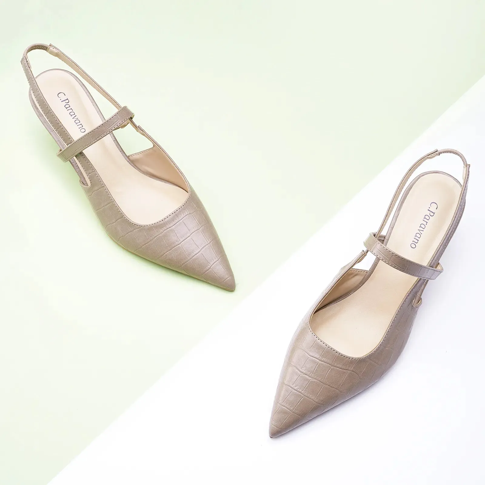 Pointed Toe Print Slingbacks (Helen)